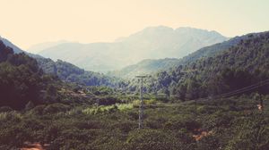 Preview wallpaper mountains, wires, trees