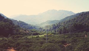 Preview wallpaper mountains, wires, trees