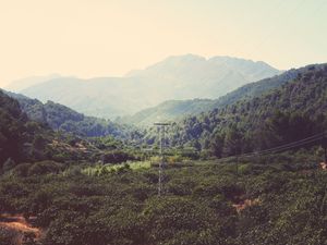 Preview wallpaper mountains, wires, trees