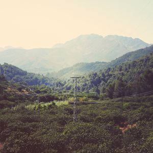 Preview wallpaper mountains, wires, trees