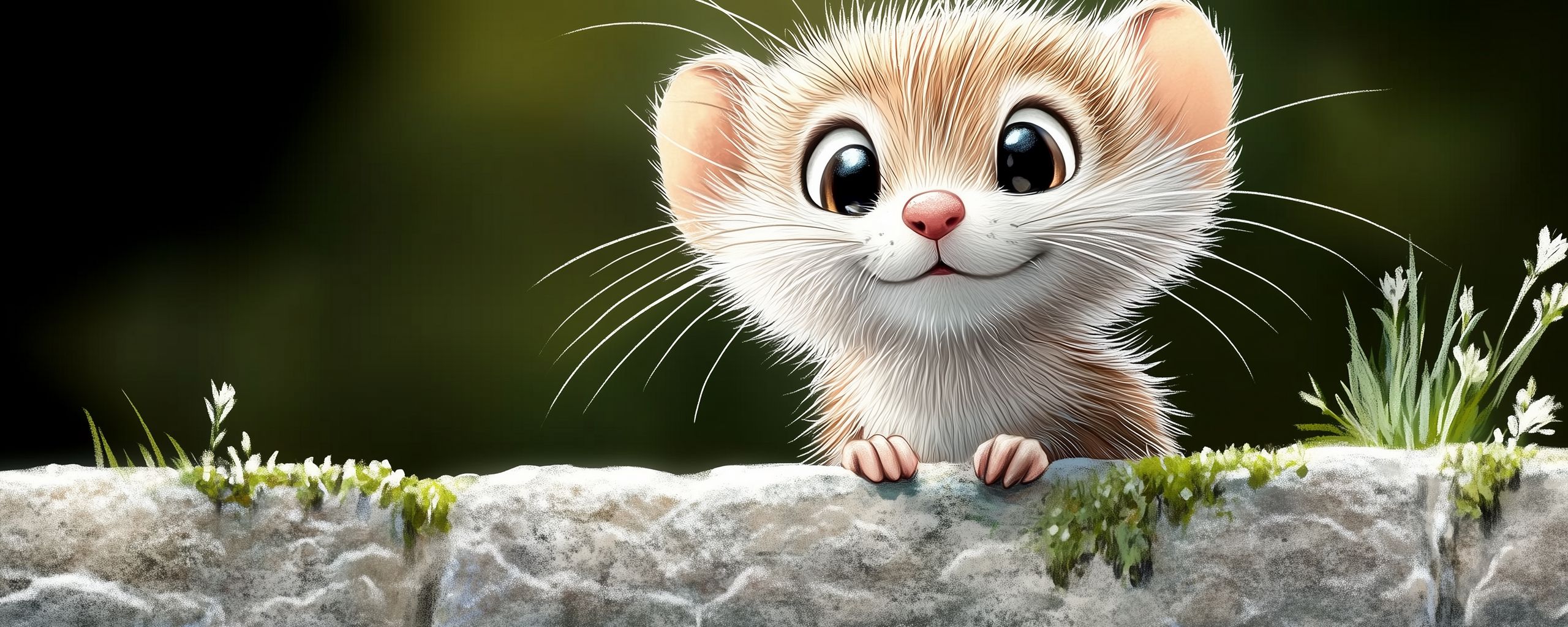 2560x1024 Wallpaper mouse, cute, art, smile, positive, paws