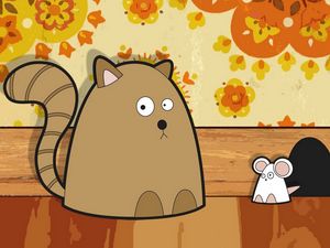 Preview wallpaper mouse, hole, cat, drawing, hunting