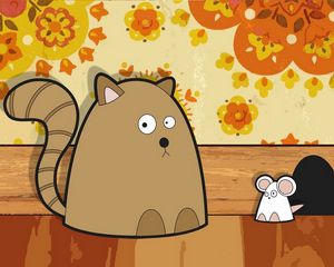 Preview wallpaper mouse, hole, cat, drawing, hunting