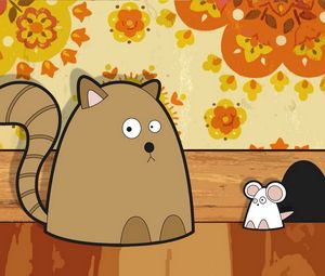 Preview wallpaper mouse, hole, cat, drawing, hunting