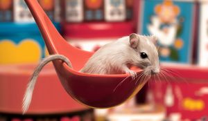 Preview wallpaper mouse, ladle, sitting, spoon, curiosity