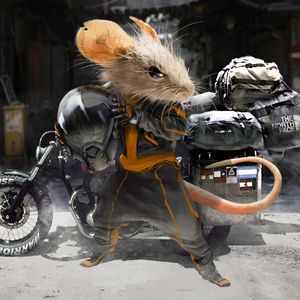 Preview wallpaper mouse, motorcyclist, motorcycle, helmet