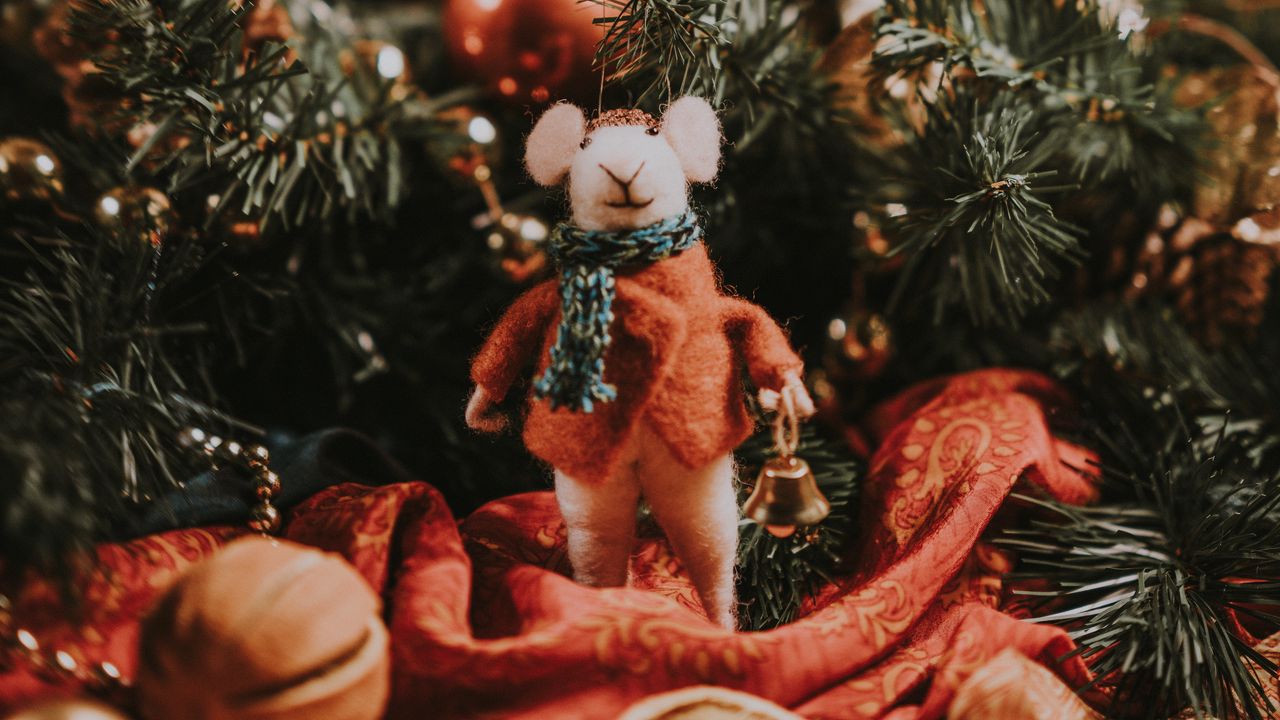 Wallpaper mouse, toy, christmas, new year, decoration, blur