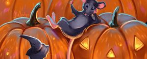 Preview wallpaper mouses, pumpkin, art, halloween, night