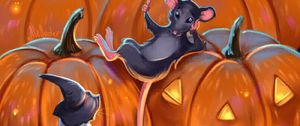 Preview wallpaper mouses, pumpkin, art, halloween, night