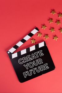 Preview wallpaper movie clapperboard, motivation, words, phrase, text, stars, red