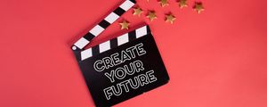 Preview wallpaper movie clapperboard, motivation, words, phrase, text, stars, red