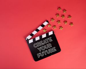 Preview wallpaper movie clapperboard, motivation, words, phrase, text, stars, red