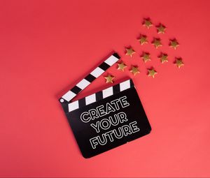 Preview wallpaper movie clapperboard, motivation, words, phrase, text, stars, red