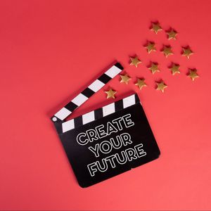 Preview wallpaper movie clapperboard, motivation, words, phrase, text, stars, red