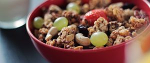 Preview wallpaper muesli, nuts, grapes, berries, breakfast