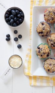 Preview wallpaper muffins, blueberries, curd, cooking