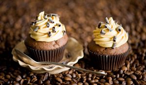 Preview wallpaper muffins, coffee beans, dessert, chocolate