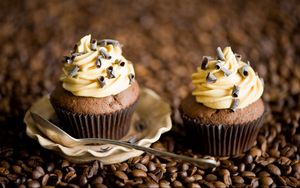 Preview wallpaper muffins, coffee beans, dessert, chocolate