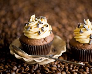 Preview wallpaper muffins, coffee beans, dessert, chocolate