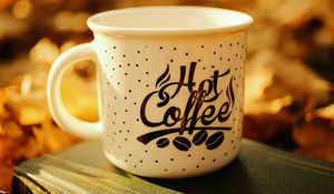 Preview wallpaper mug, book, coffee, inscription