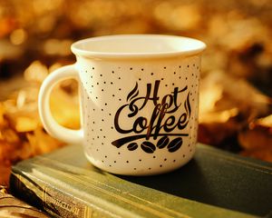 Preview wallpaper mug, book, coffee, inscription