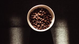 Preview wallpaper mug, coffee beans, coffee, dark