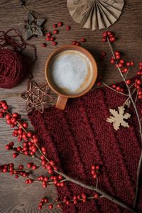 Preview wallpaper mug, coffee, branches, berries