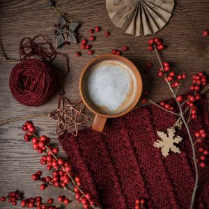 Preview wallpaper mug, coffee, branches, berries