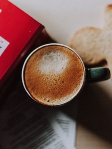 Preview wallpaper mug, coffee, cappuccino, foam, drink