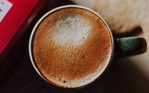 Preview wallpaper mug, coffee, cappuccino, foam, drink