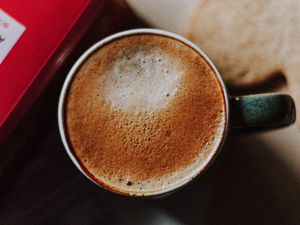 Preview wallpaper mug, coffee, cappuccino, foam, drink