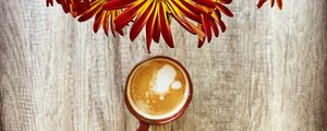 Preview wallpaper mug, coffee, flowers, bouquet