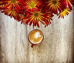 Preview wallpaper mug, coffee, flowers, bouquet