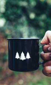 Preview wallpaper mug, coffee, hot, spruces