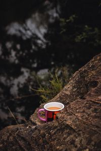 Preview wallpaper mug, coffee, stone, tree