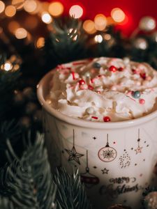 Preview wallpaper mug, cream, drink, sprinkling, dessert, christmas