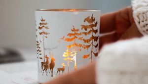 Preview wallpaper mug, deer, trees, decoration