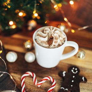 Preview wallpaper mug, drink, gingerbread, caramel sticks, christmas, new year