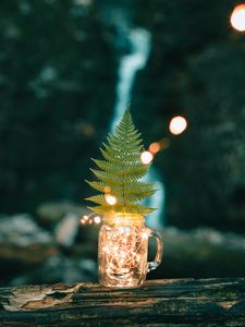 Preview wallpaper mug, garland, fern, leaf