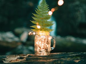 Preview wallpaper mug, garland, fern, leaf