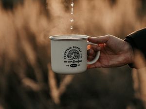 Preview wallpaper mug, hand, drops, steam, drink