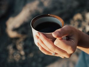 Preview wallpaper mug, hand, fingers, coffee, drink