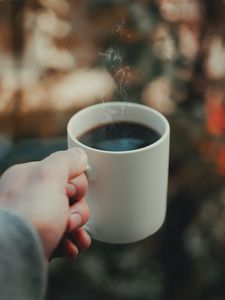 Preview wallpaper mug, hand, tea, steam