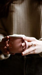 Preview wallpaper mug, hands, fingers, coffee, drink