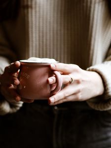 Preview wallpaper mug, hands, fingers, coffee, drink