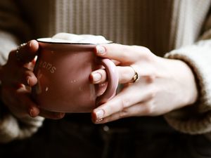 Preview wallpaper mug, hands, fingers, coffee, drink