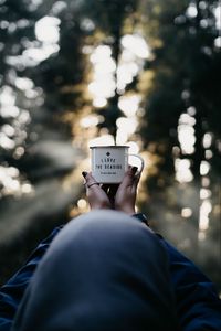 Preview wallpaper mug, hands, inscription, blur