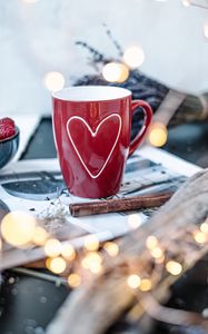 Preview wallpaper mug, heart, love, red