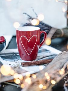 Preview wallpaper mug, heart, love, red