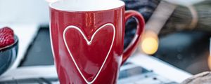 Preview wallpaper mug, heart, love, red